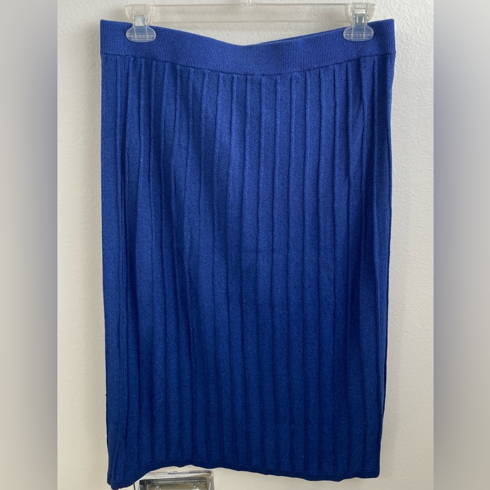 Talbots Deep Blue Knit Ribbed Pencil Skirt